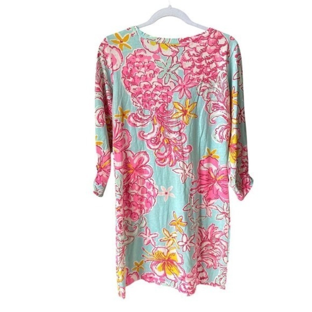 Lilly Pulitzer Womens Coastal Preppy T-Shirt Dress 3/4 Sleeve Size S Blue Pink - Picture 2 of 7